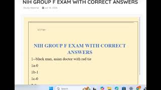 Nih Group F Exam With Correct Answers