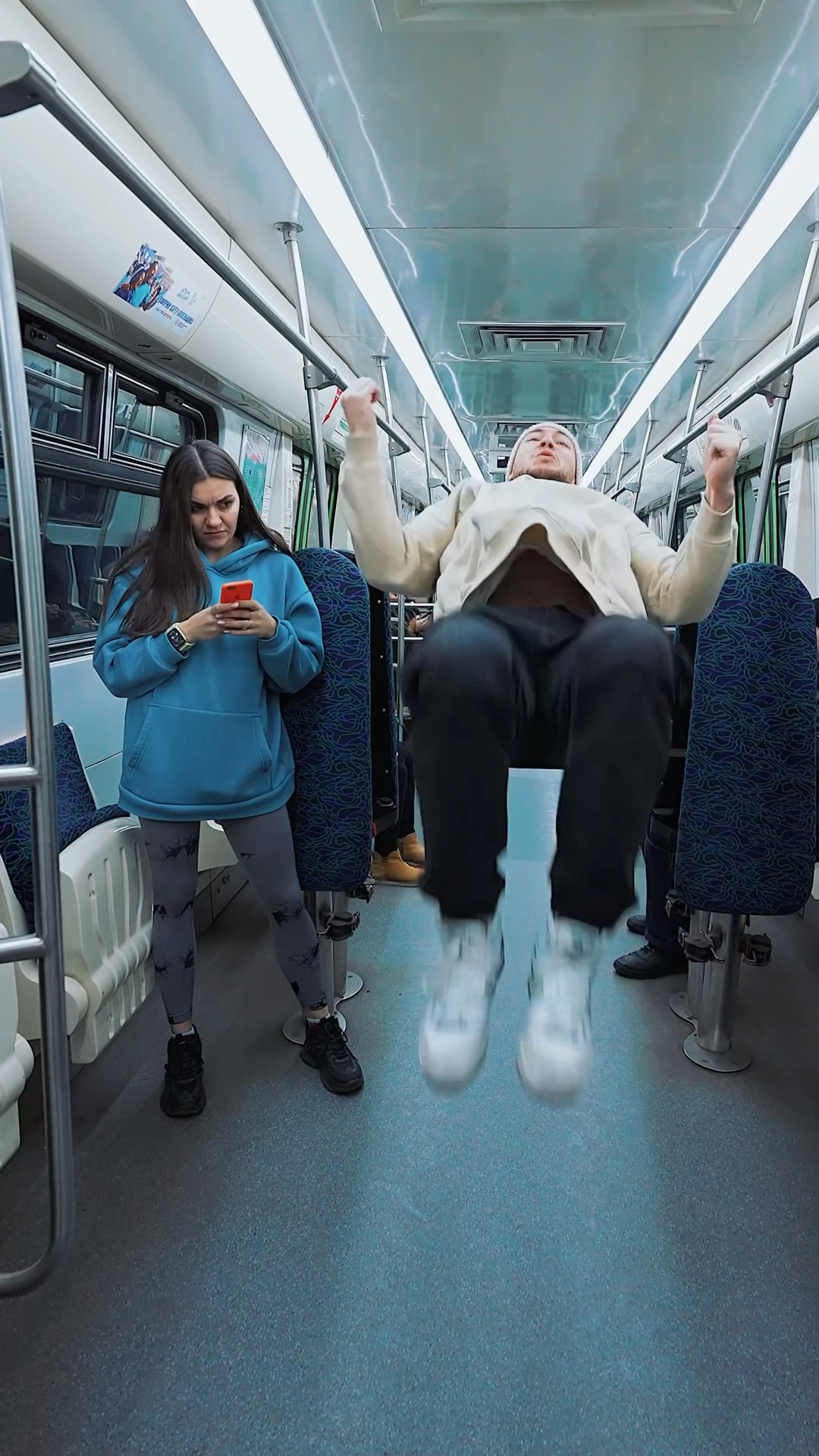 Backflip Prank On The Metro?? #kiryakolesnikov #funny #prank #comedy #stunt #parkour #backflip