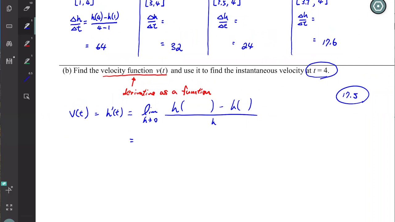 18. Calculus Derivative as a Function. Average Velocity