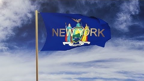 4K new york flag with title waving in the wind. Looping sun rises style. Animation loop Stock video