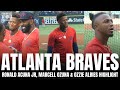 Ronald acuna jr ozzie albies  marcell ozuna have epic homerun derby faceoff in batting practice