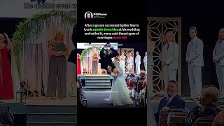 Groom recreates Spider-Man upside-down kiss at wedding and fans lose it #spiderman