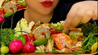 |MUKBANG ASMR| Eat salad spicy shrimp!,vegetables cha-om,bitter fruit… screenshot 4