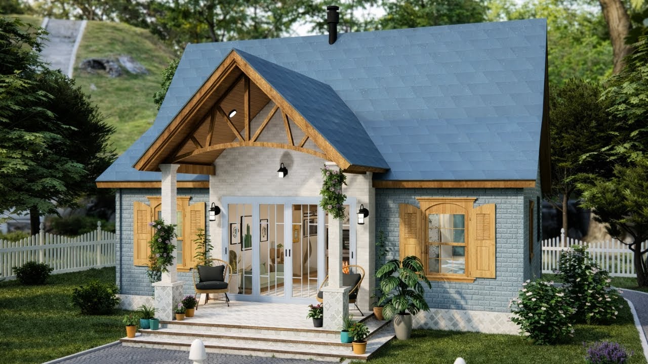 23x33 ft (7x10m) 2-Bedroom Cottage House | Cozy & Smart Family Home Design