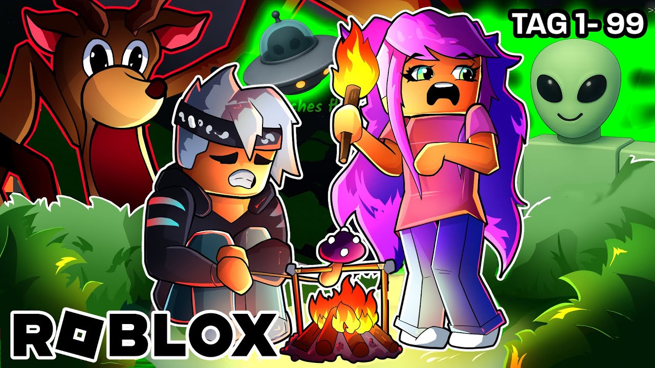 1. MAL 99 NÄCHTE allein im Wald aber ALIENS greifen an! Roblox Deutsch Tag 1 - 99