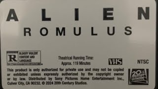 VHS Opening #1087 Opening to my 2024 Limited Edition VHS of Alien Romulus 4/6/25