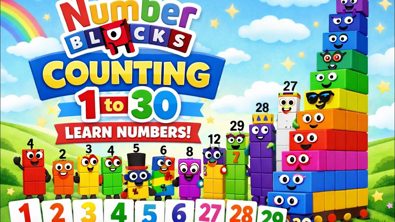 Learn Numbers 1–30 | Numberblocks Counting with Number Cards for Kids ...