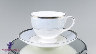 【アンティークエンジェル】ウェッジウッド(Wedgwood) ラスターウェアブルーフィン ティーカップ&ソーサー(リー)