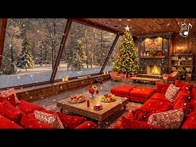 Relaxing Christmas Music with Fireplace 🔥 Peaceful Holiday Ambience 🎄 Snowfall for Sleep & Relax