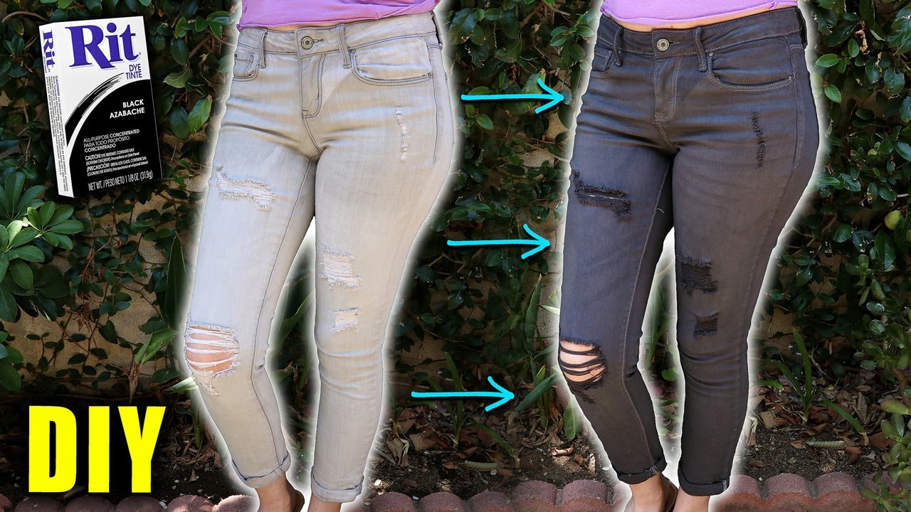 HOW TO DYE DENIM JEANS - GRAY TO BLACK 