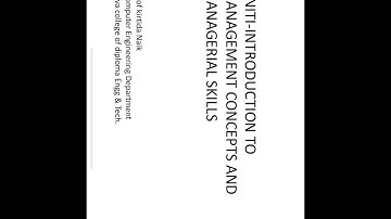 Unit 1- Introduction to management concepts and managerial skills