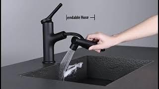 Pull Out Black Bath & Shower Basin Faucet
