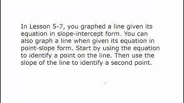 Algebra 1.5: 5.8 Point-Slope Form of a Line Video