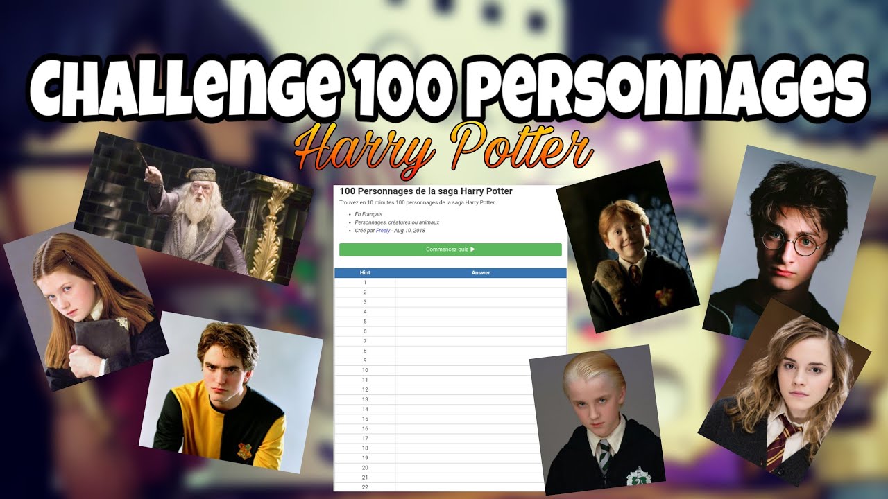 Challenge 100 Personnages Harry Potter By Herny Granger