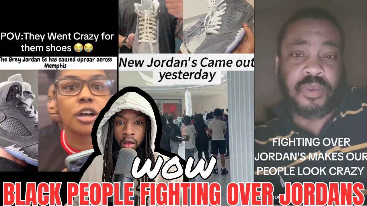 Black Culture Is TERRIBLE - Crowds Line Up and Arguing/Fighting Over Jordan Wolf Grey 5 Sneakers.