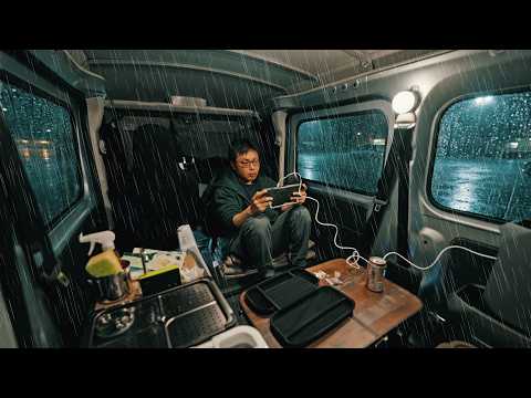 Thumbnail for [Heavy Rain Car Camping] Torrential rain in the middle of the night. Anxiety | Mini Van