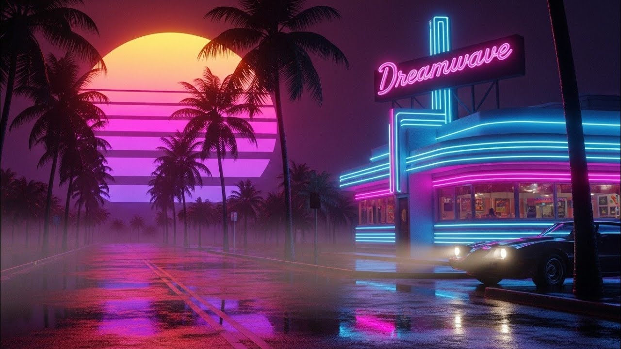 💤 Sleep to Synthwave Rain – Neon Night Vibes | Miami 1984