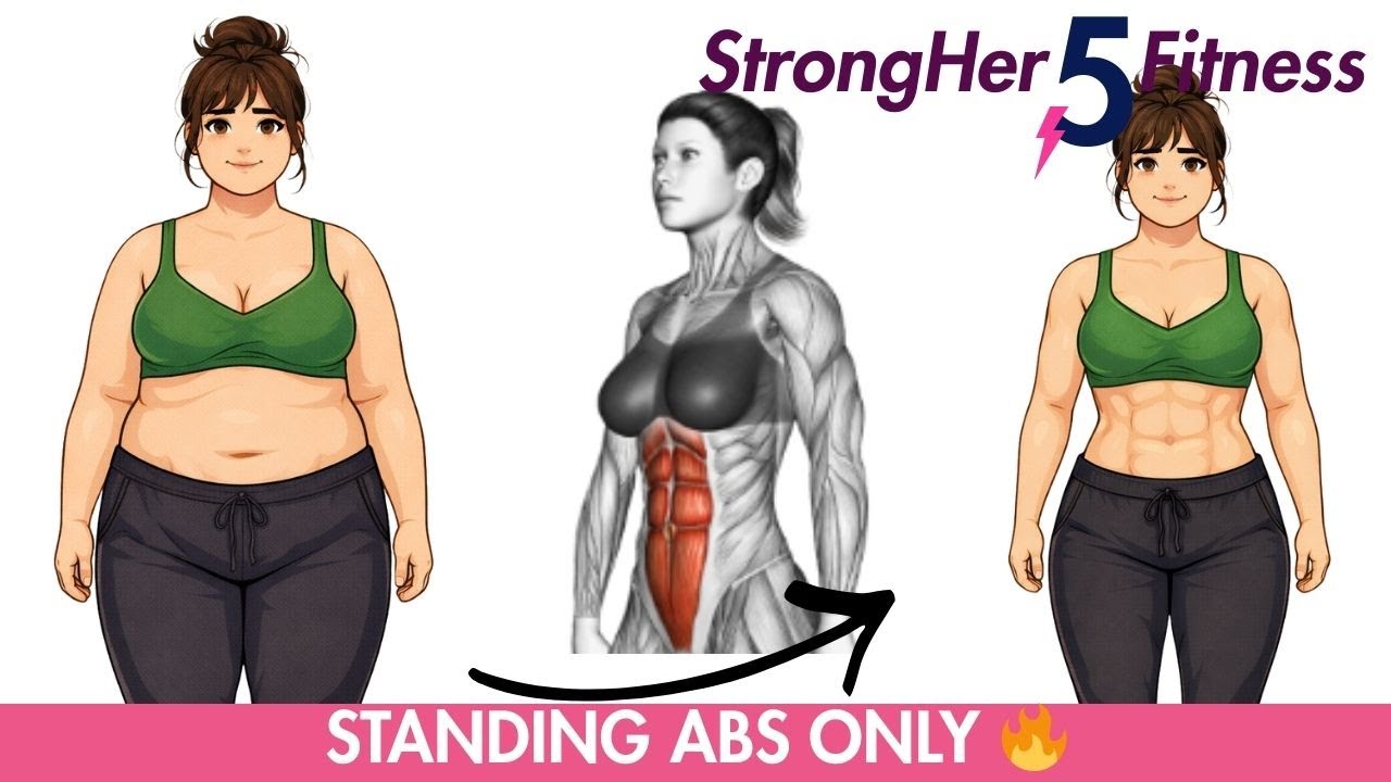 Standing Abs Workout 💖 Tighten Your Waist & Tone Your Core – No Floor, No Equipment!
