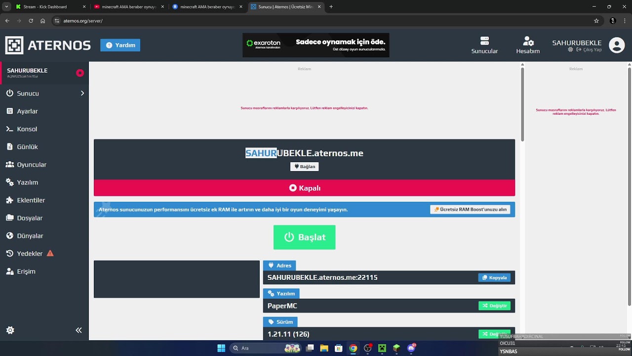minecraft AMA beraber oynuyoruz