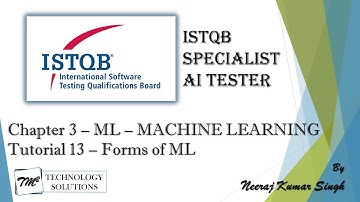 ISTQB AI Tester | Forms of Machine Learning | Supervised Learning | Unsupervised Learning | ML
