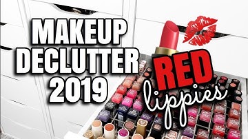 DECLUTTER MY MAKEUP COLLECTION #9 | RED LIP PRODUCTS | Andrea Renee