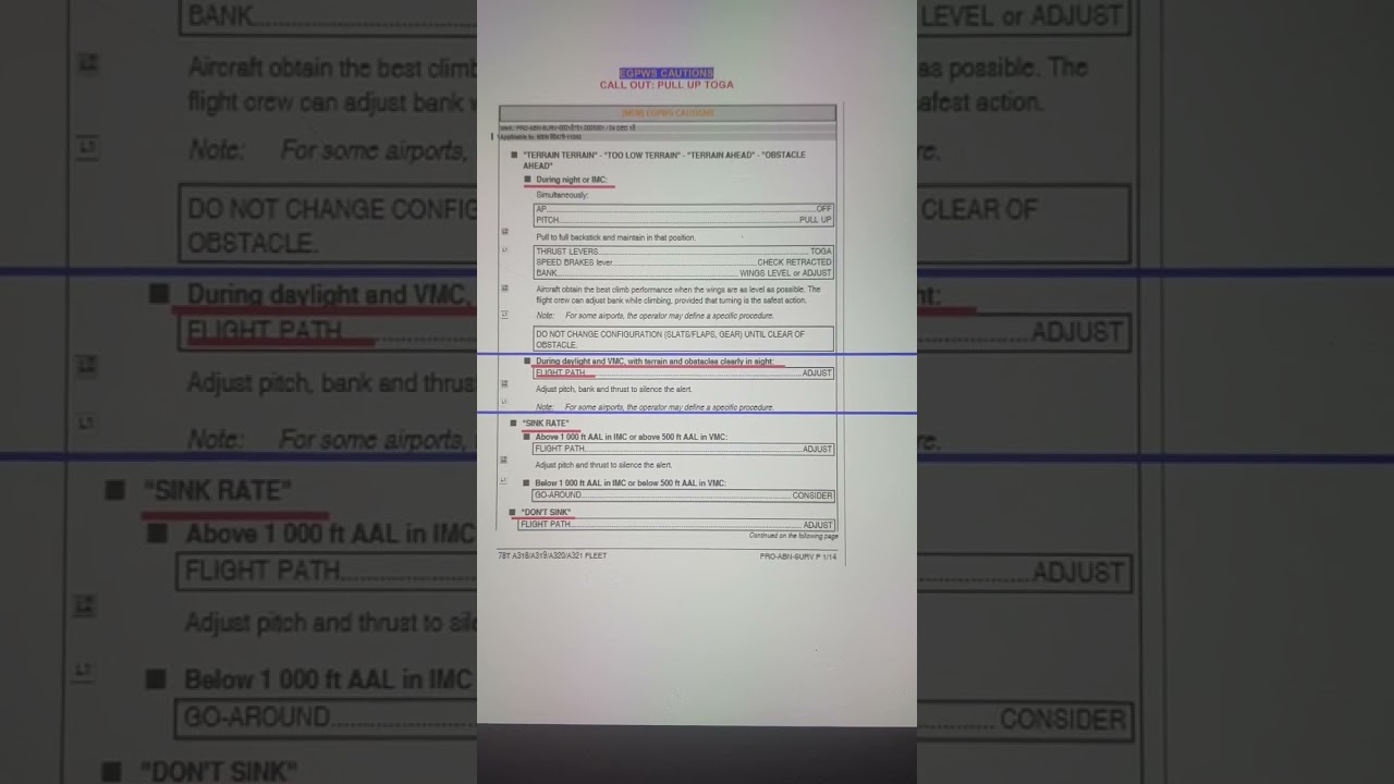 A320 Memory Items July 2025