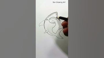 White Shark fish Drawing step by step #shorts