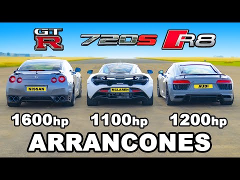 1200hp Audi R8 vs 1600hp GT-R vs 1100hp McLaren 720S: ARRANCONES