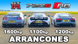 1200hp Audi R8 vs 1600hp GTR vs 1100hp McLaren 720S: ARRANCONES