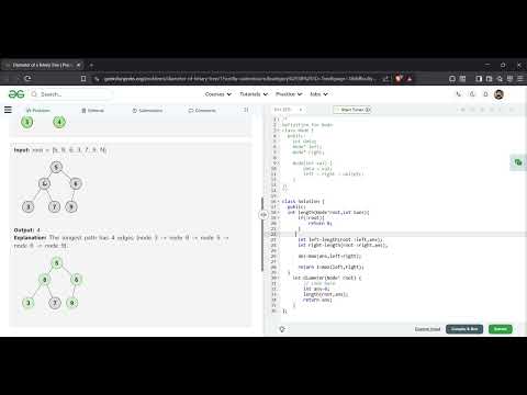 Diameter of a Binary Tree | GFG Solution in C++ | Optimal O(N) Approach Explained