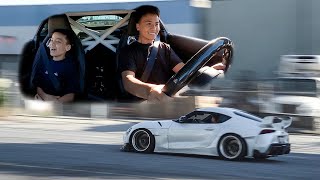 Scaring my BABY BROTHER in my A90 Supra!!!