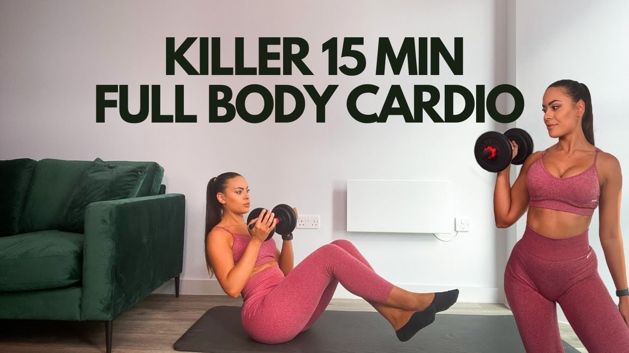 15 Min Intense HIIT Workout With Weights - Full body cardio at home ...