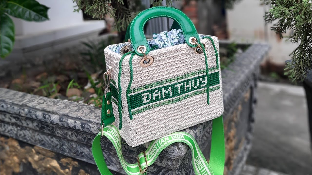 (phần 1)hướng dẫn làm túi thêu móc dior lady dây rút - Đàm Thủy handmade