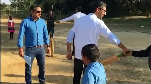 Sundar Pichai Google CEO  playing cricket in a village near IIT Kharagpur