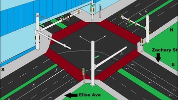 Elise Ave at Zachary St 3D Traffic Signal  Intersection  Animation