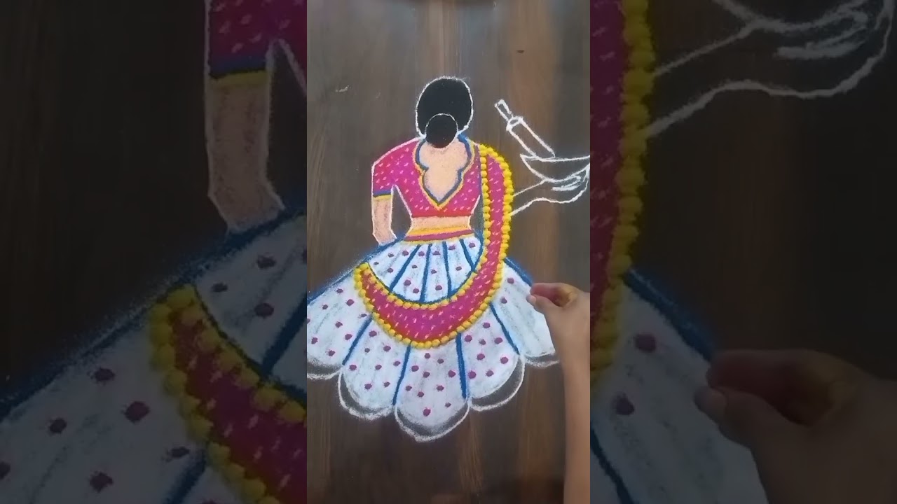 होळी स्पेशल रांगोळी अतिशय सुंदर आकर्षक लेडी रांगोळी 4/4 ठिपक्यांची रांगोळी 🌺🌺