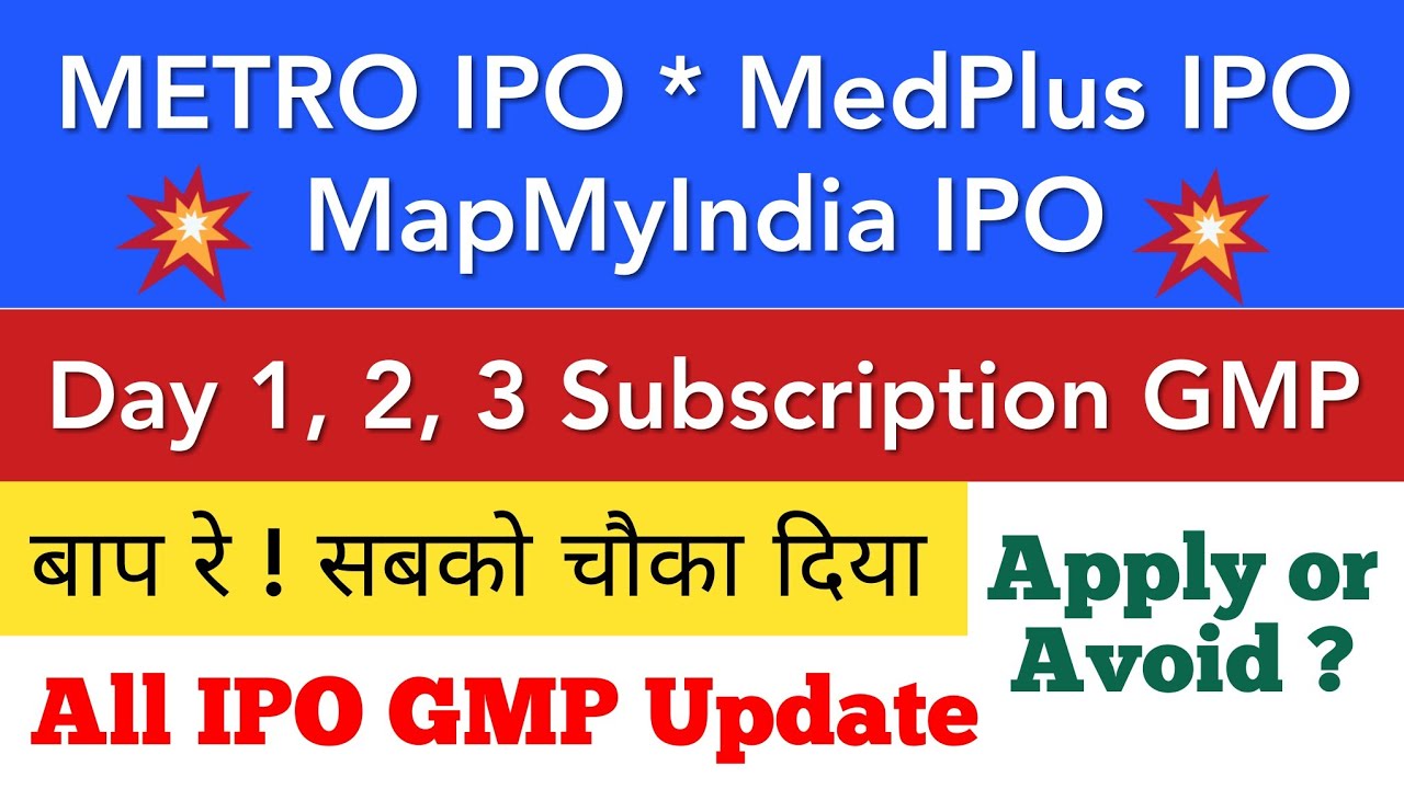 MAPMYINDIA IPO SUBSCRIPTION GMP • MEDPLUS IPO • STOCK MARKET INDIA