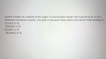 A point charge +q is placed at the origin. A second charge +9q is placed at (d, 0,0) in cartesian