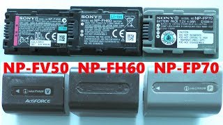 Совместимость аккумуляторов Sony NP-FV50 NP-FH60 NP-FP70