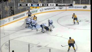 Canucks at Predators: Luongo AMAZING Save on Colin Wilson - 2/7/12 [HD]