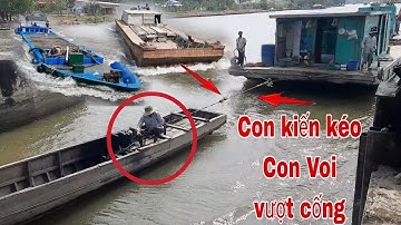 Xáng Cạp.Ghe Sắt.Sà Lan.tăng tốc vượt cống hấp dẫn kịch tính tại Cống ngăn mặn Trà Vinh