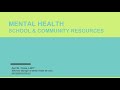 Mental Health: School &amp; Community Resources - Parent Cafe #4