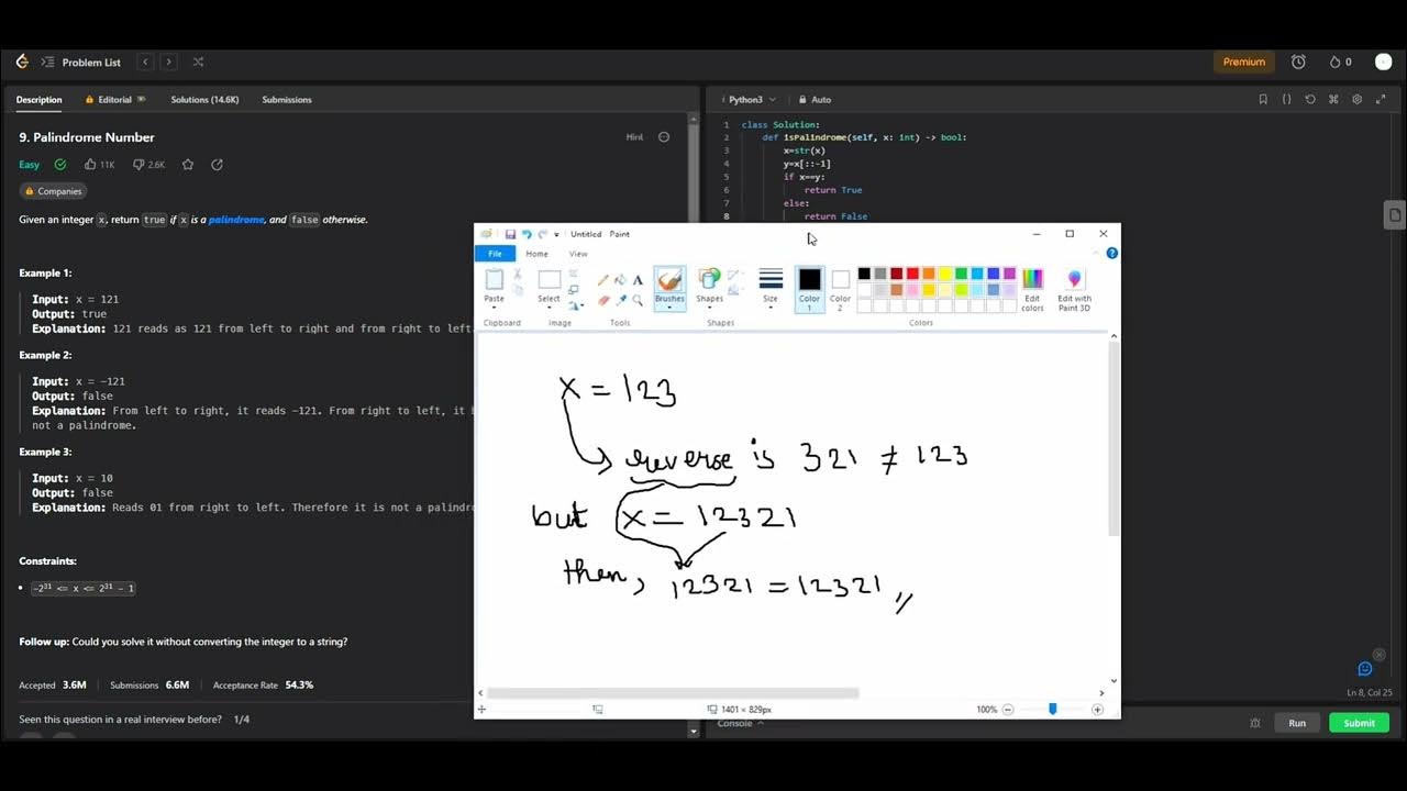 PALINDROME NUMBER | LeetCode Python solution - YouTube