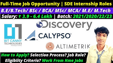 🔴Discovery | Calypso | Altimetric | BitCanny Off-Campus Drive! & SDE Internship 2023/2022/2021/20/19