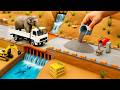 DIY Mini Truck Builds Brick &amp; Metal Railing Bridge | Fun Construction Science Project #4