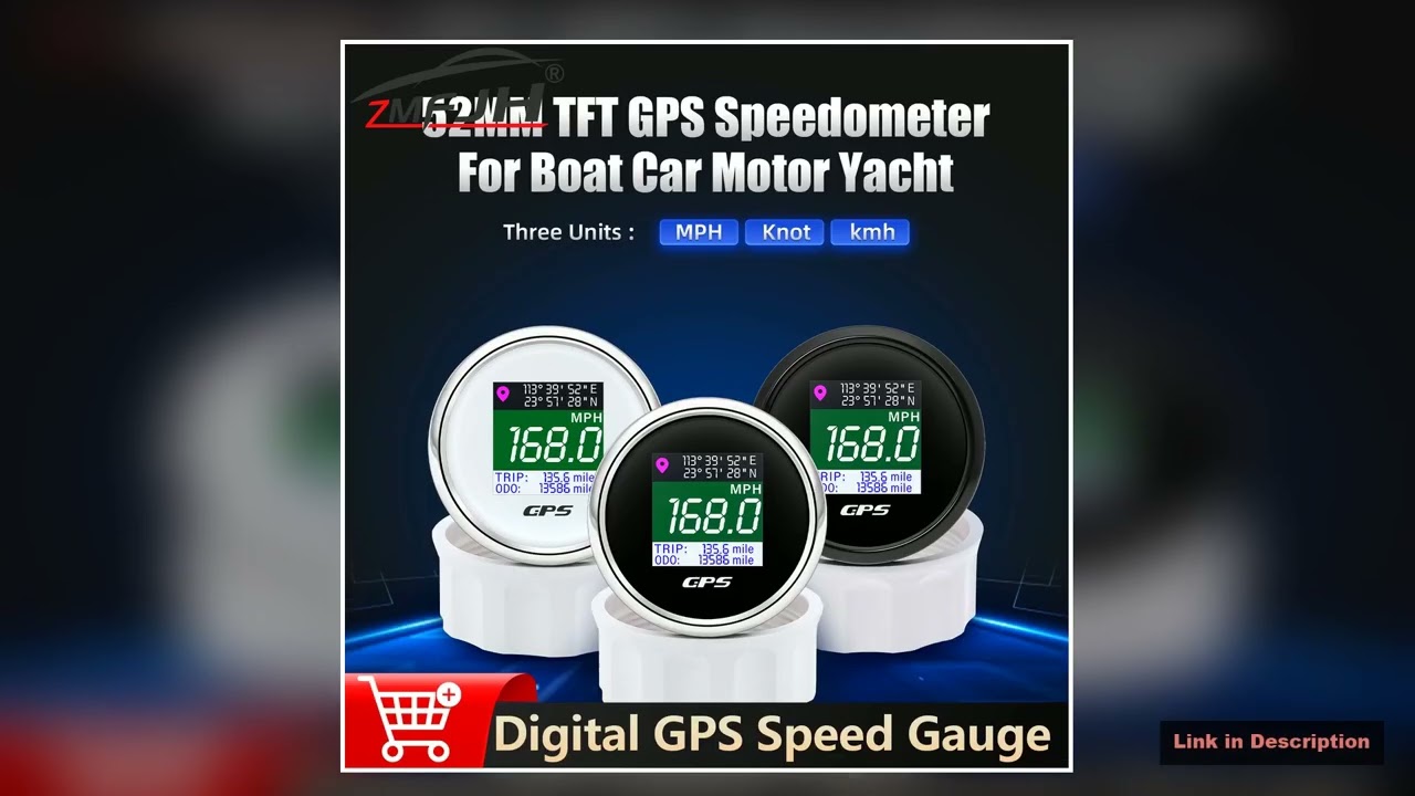 2 52mm Digital GPS Speedometer With GPS Antenna TFT Screen Odometer Trip Speed Gauge Holder For