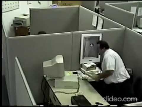 Man destroying computer but in reverse!