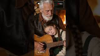 Grandpa Plays Guitar For His Granddaughter In A Cozy Vibe