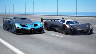 10,000HP Bugatti Bolide vs 10,000HP Mazda Furai | DRAG & TRACK RACE