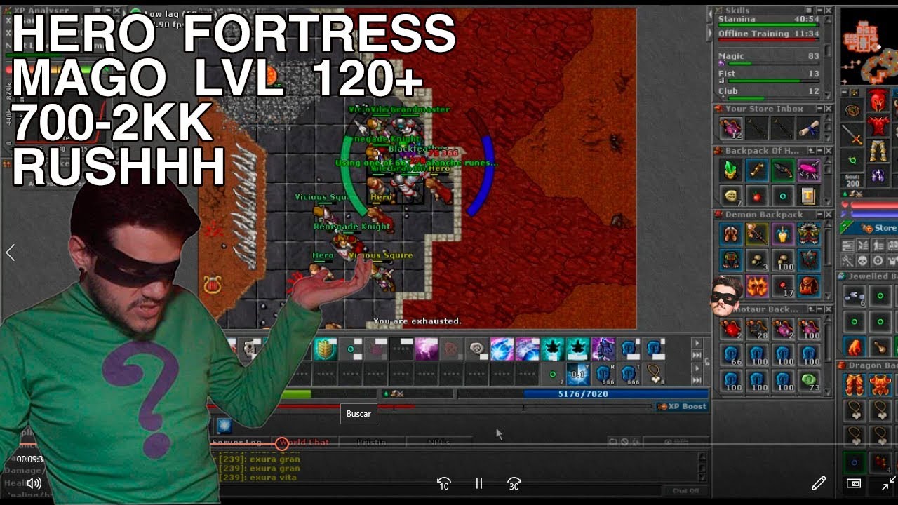 Hunt for Mages level 30+ in Hero Cave (Grim Reapers + Exori Flam)